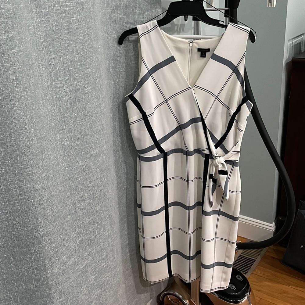 Ann Taylor White with blue stripe dress in size 10